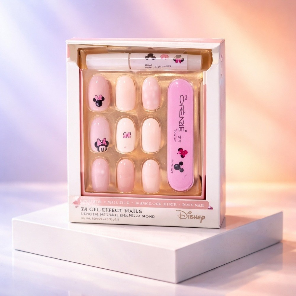 The Creme‎ Shop Disney Minnie Mouse Press-On Nails Gel-Effect Almond Medium NEW